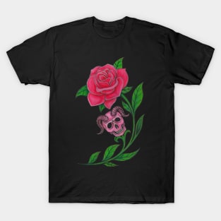 Surrealist flower and demon skull. T-Shirt